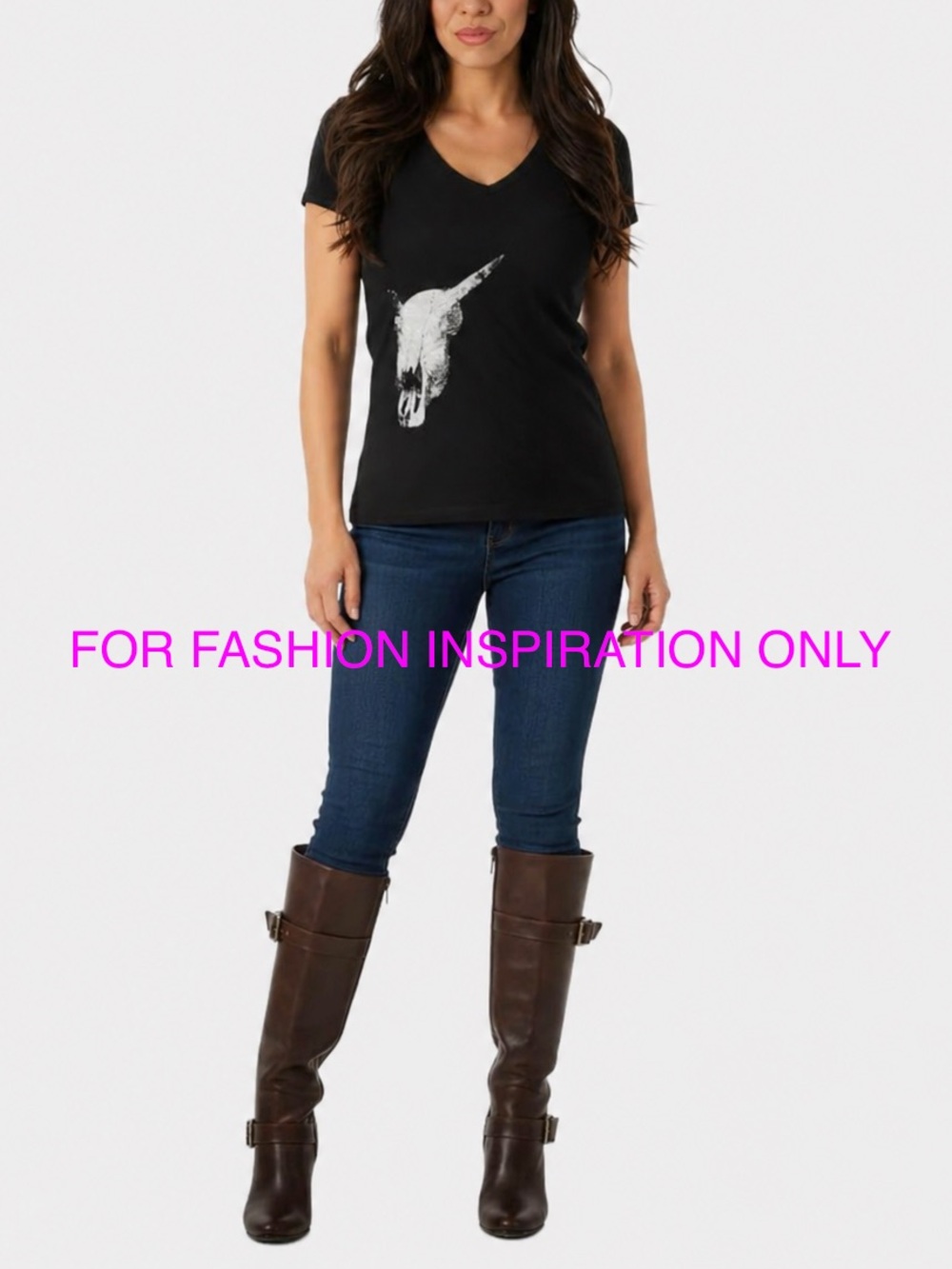 Haute Hippie Skull Graphic V Neck Tee Women XSmall Black Crystal Embellishment